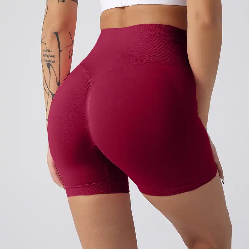 Women's High-Waisted Seamless Running Shorts - Quick-Dry Yoga & Cycling