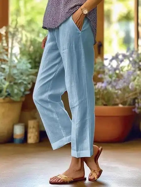 Women's High-Waisted Wide Leg Linen Pants(S-5XL)