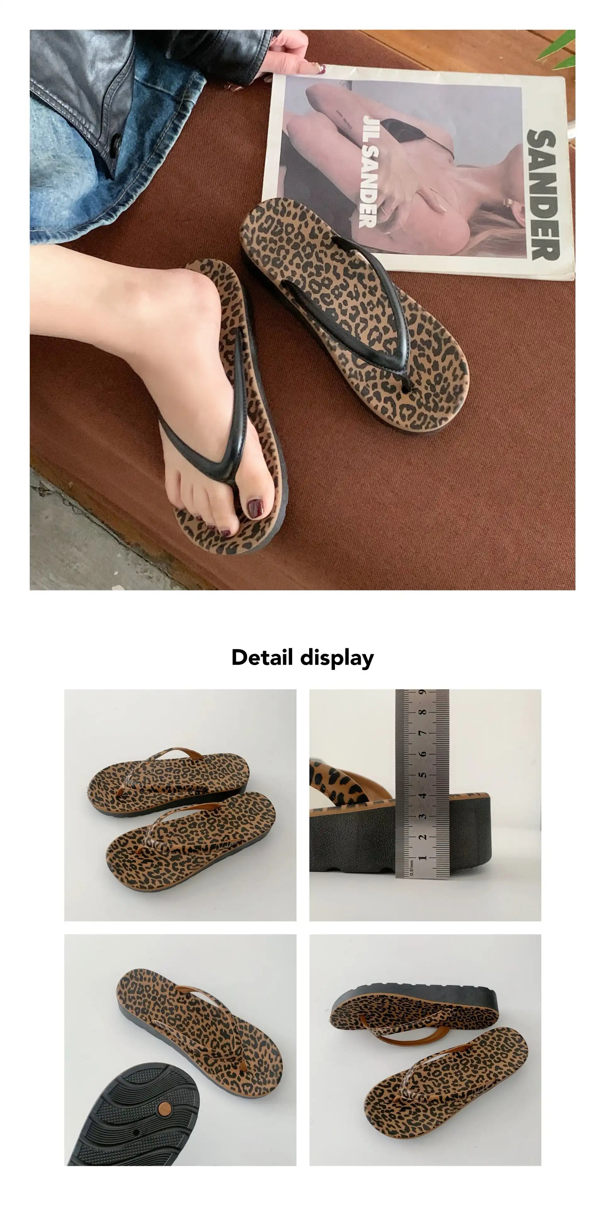 Women's Leopard Slide Flip Flops - Beach Shower Sandals