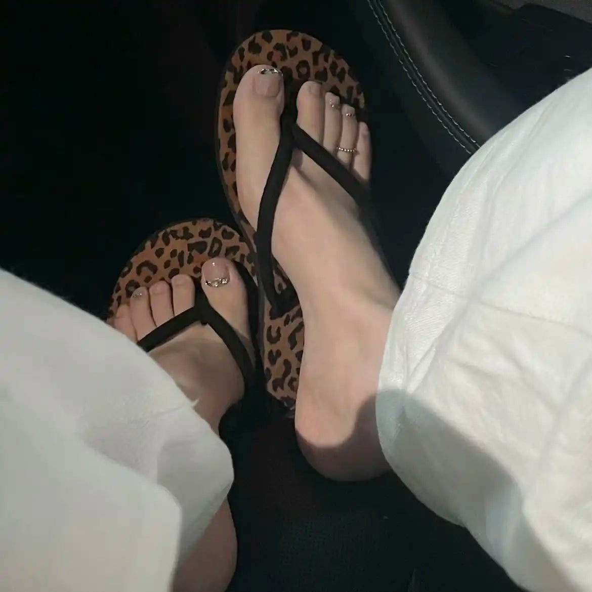 Women's Leopard Slide Flip Flops - Beach Shower Sandals