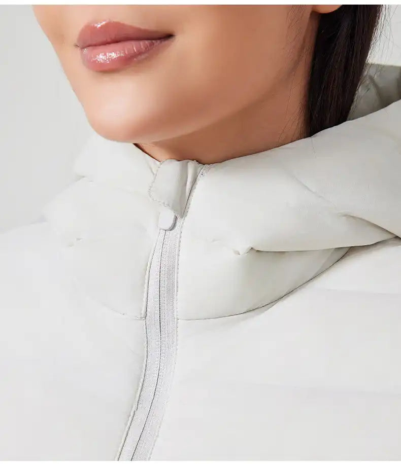 Women's Lightweight Down Jacket, Hooded Short Puffer Coat for Fall Winter Outdoor Sports