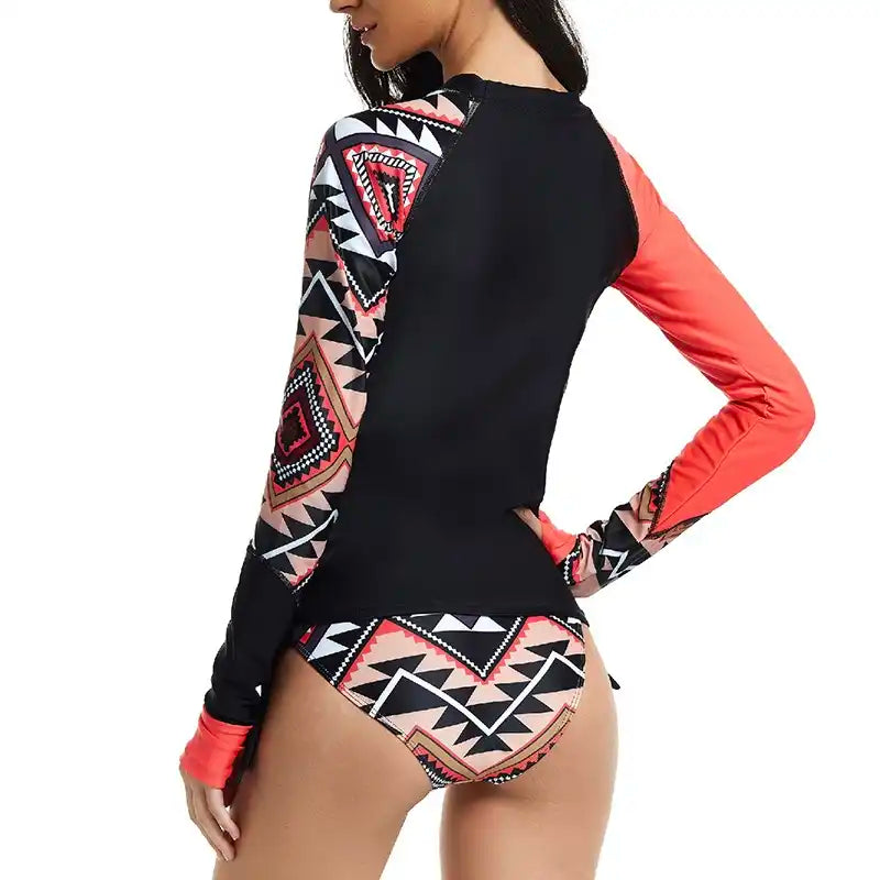 Women's Long Sleeve Tankini Swimsuit with Bra Pads for Surf & Triathlon