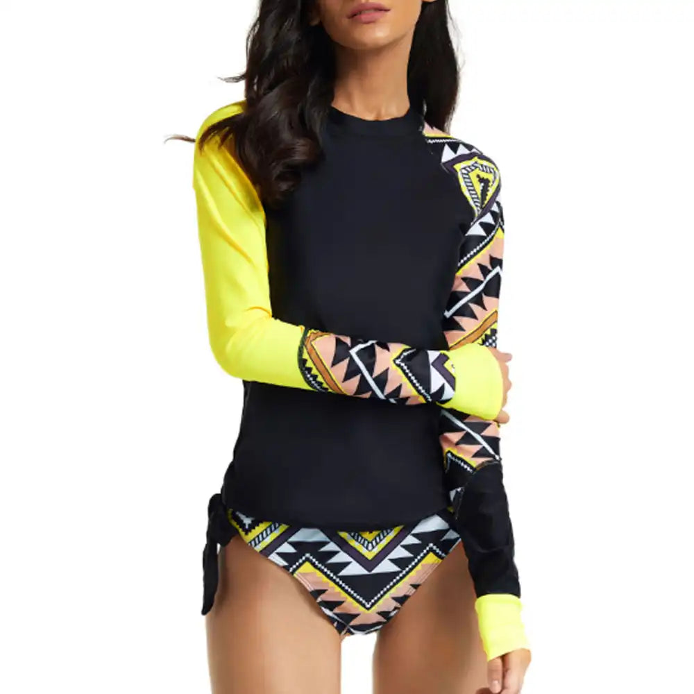 Women's Long Sleeve Tankini Swimsuit with Bra Pads for Surf & Triathlon