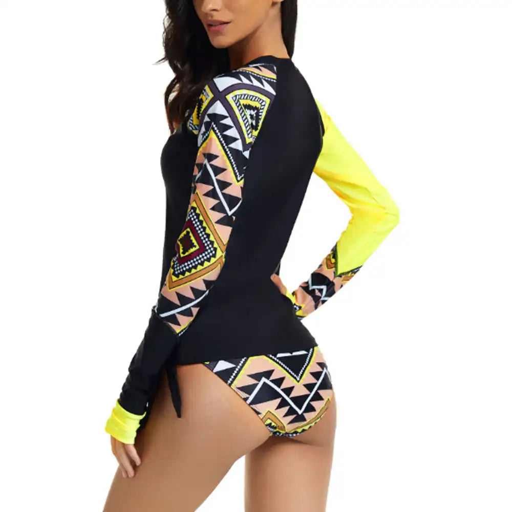 Women's Long Sleeve Tankini Swimsuit with Bra Pads for Surf & Triathlon