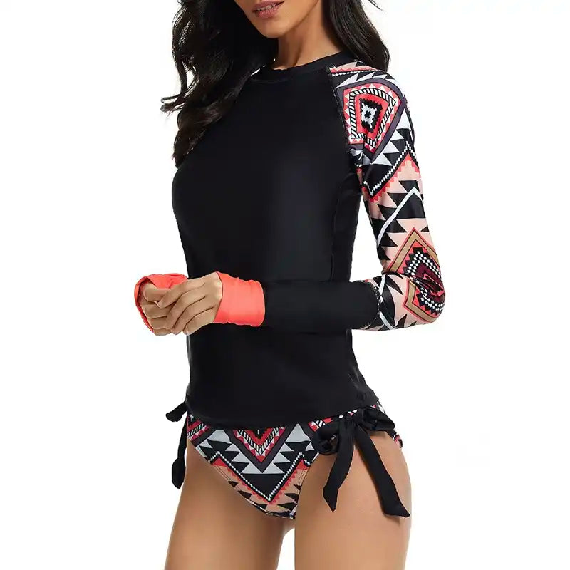 Women's Long Sleeve Tankini Swimsuit with Bra Pads for Surf & Triathlon
