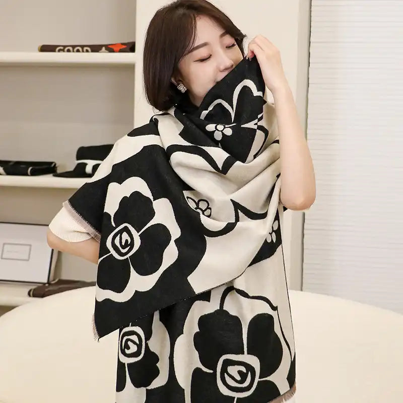 Women's Luxe Floral Scarf Wrap - Summer Air-Conditioned Shawl