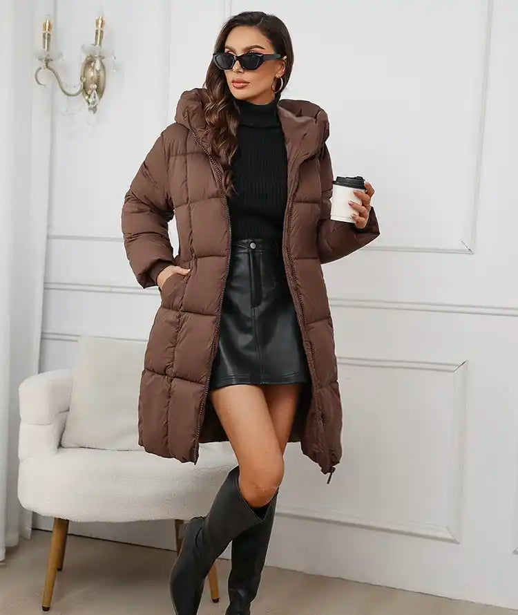 Women's Luxury Thermal Long Down Coat with Hood | Winter 2025