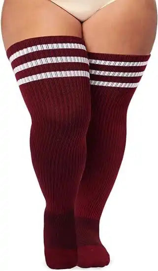 Women's Plus Size Thigh High Socks - Extra Long Wide Fit, Soft Cotton