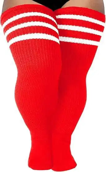 Women's Plus Size Thigh High Socks - Extra Long Wide Fit, Soft Cotton