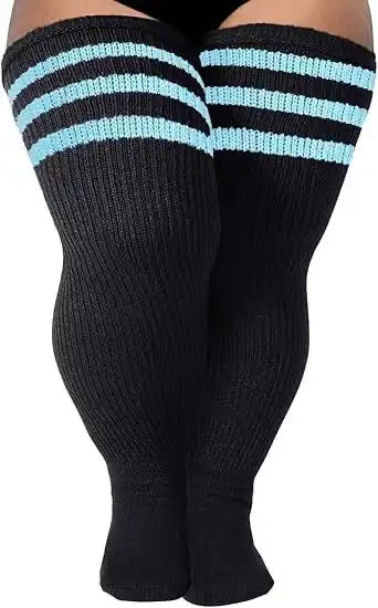 Women's Plus Size Thigh High Socks - Extra Long Wide Fit, Soft Cotton