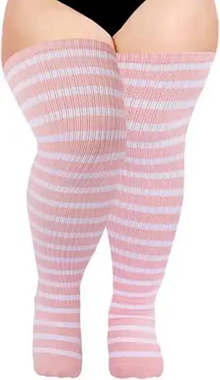 Women's Plus Size Thigh High Socks - Extra Long Wide Fit, Soft Cotton