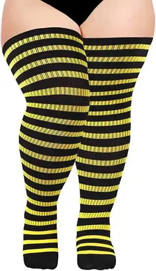 Women's Plus Size Thigh High Socks - Extra Long Wide Fit, Soft Cotton