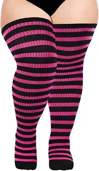 Women's Plus Size Thigh High Socks - Extra Long Wide Fit, Soft Cotton