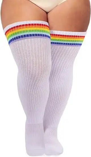 Women's Plus Size Thigh High Socks - Extra Long Wide Fit, Soft Cotton