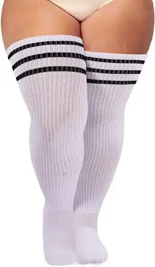 Women's Plus Size Thigh High Socks - Extra Long Wide Fit, Soft Cotton