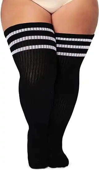 Women's Plus Size Thigh High Socks - Extra Long Wide Fit, Soft Cotton