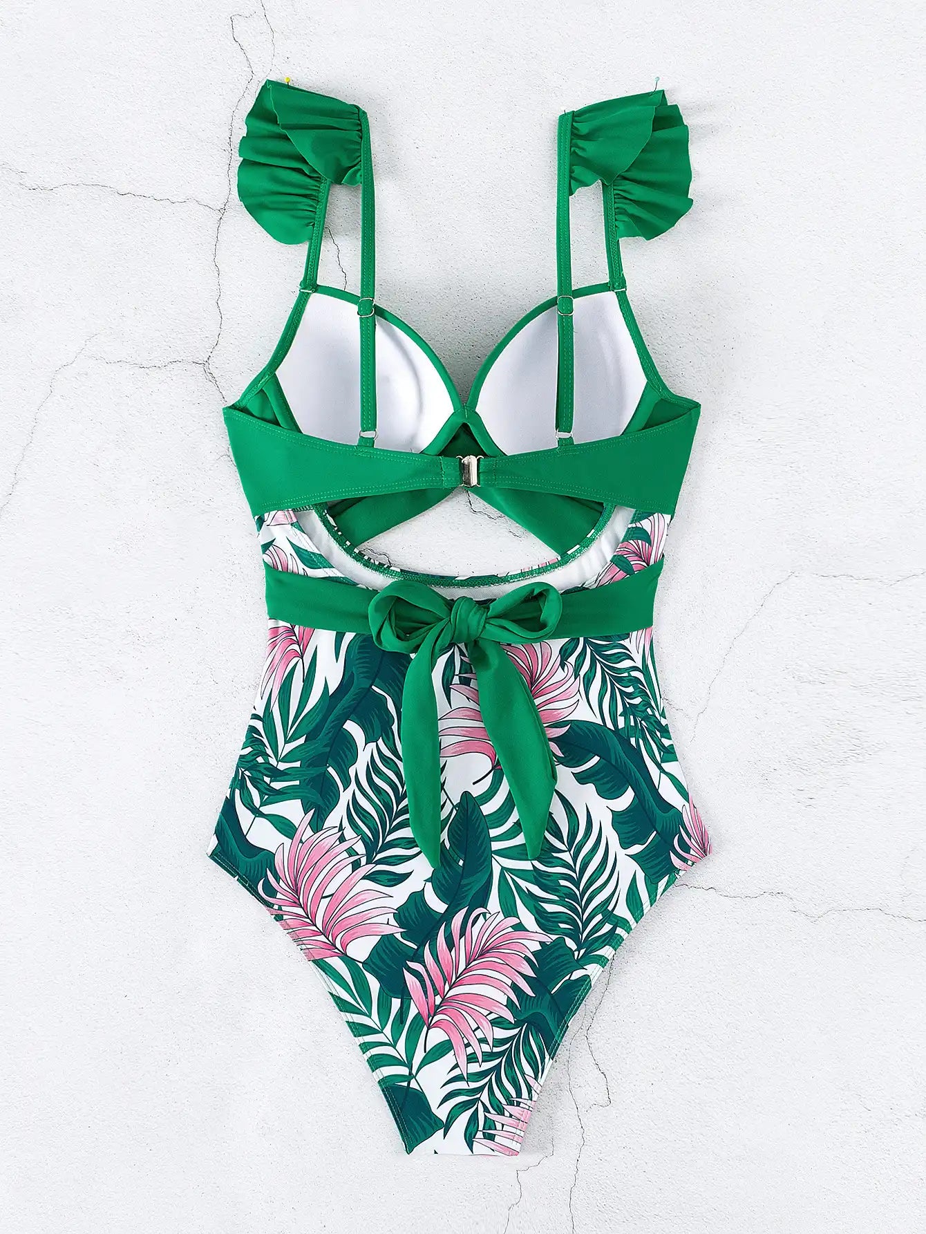 Women's Ruffled Push-Up Swimsuit: Tropical Beach