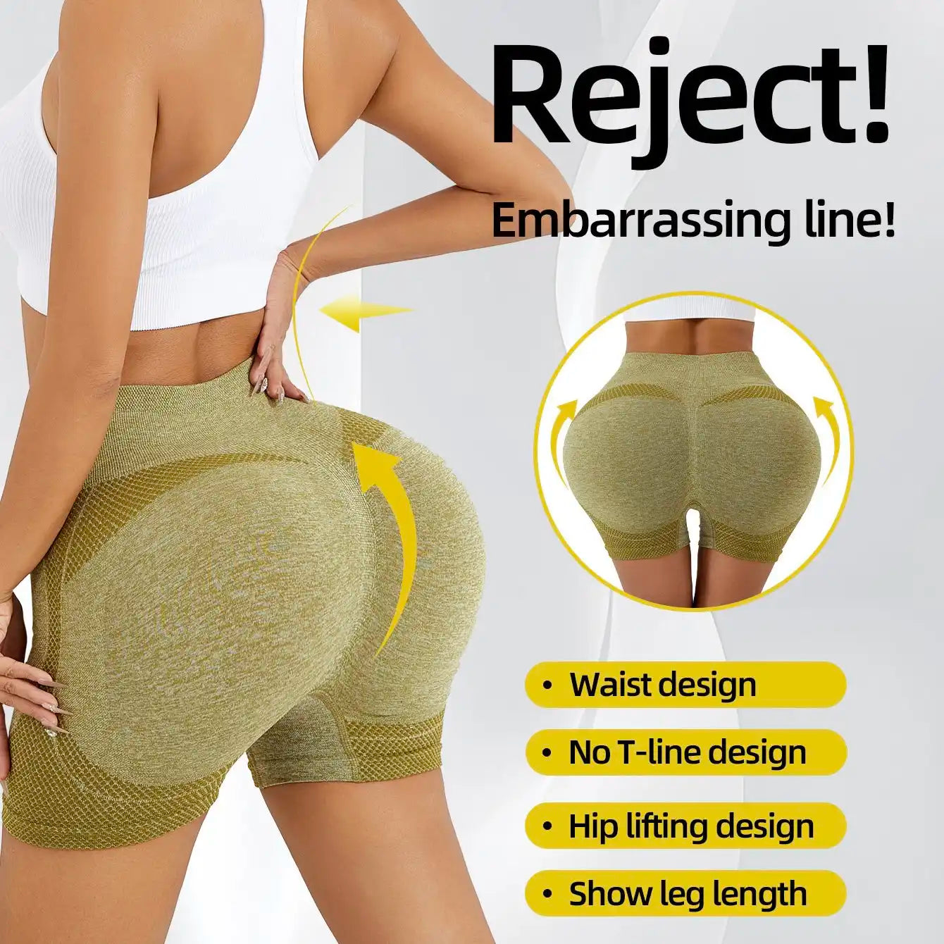Women's Seamless Butt Lifting Fitness Shorts for Yoga & Gym