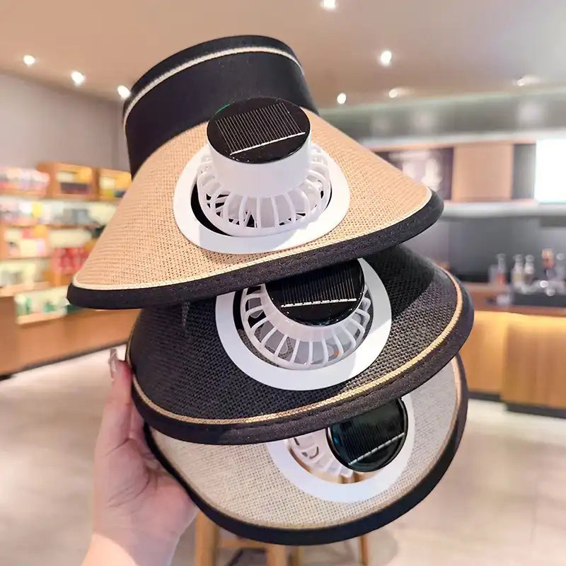 Women's Solar Fan Hat - UV Wide Brim, Open-Top for Outdoor