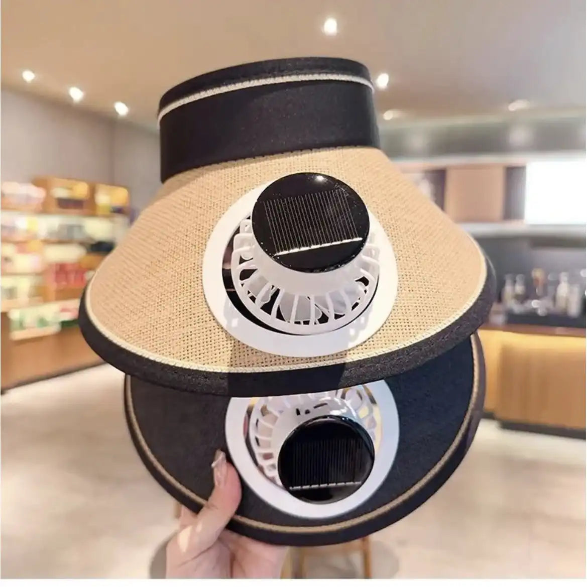 Women's Solar Fan Hat - UV Wide Brim, Open-Top for Outdoor