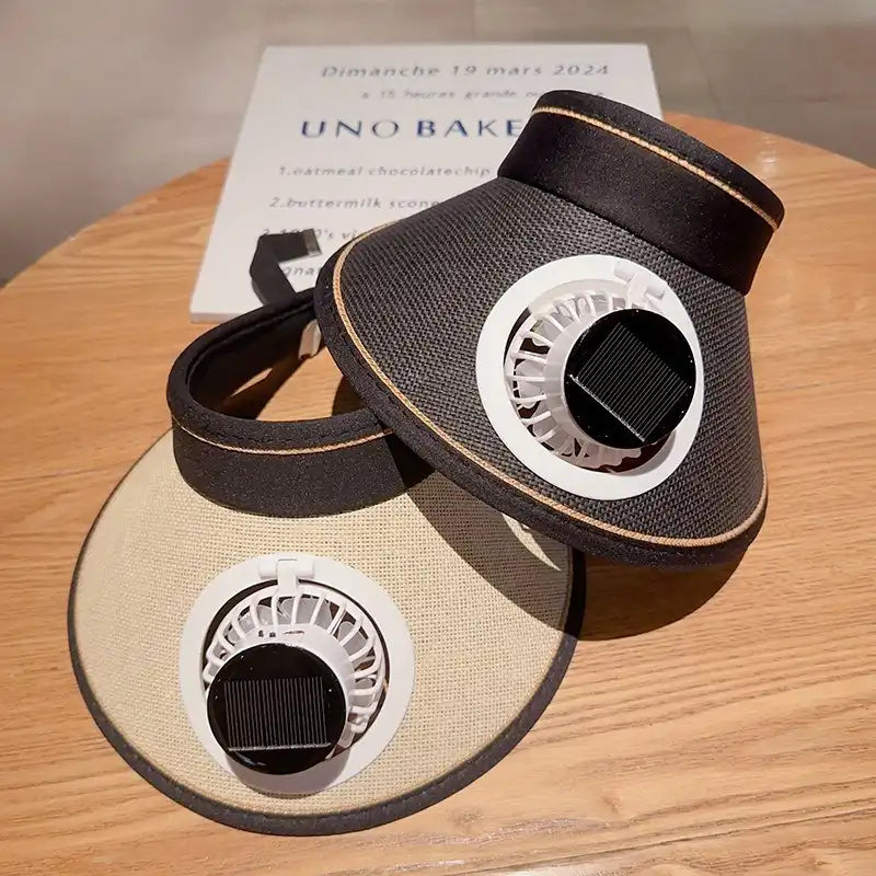 Women's Solar Fan Hat - UV Wide Brim, Open-Top for Outdoor