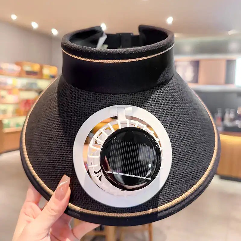 Women's Solar Fan Hat - UV Wide Brim, Open-Top for Outdoor