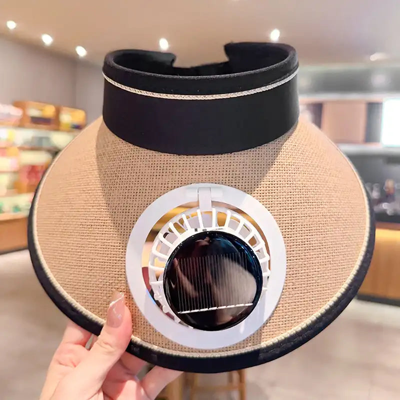 Women's Solar Fan Hat - UV Wide Brim, Open-Top for Outdoor