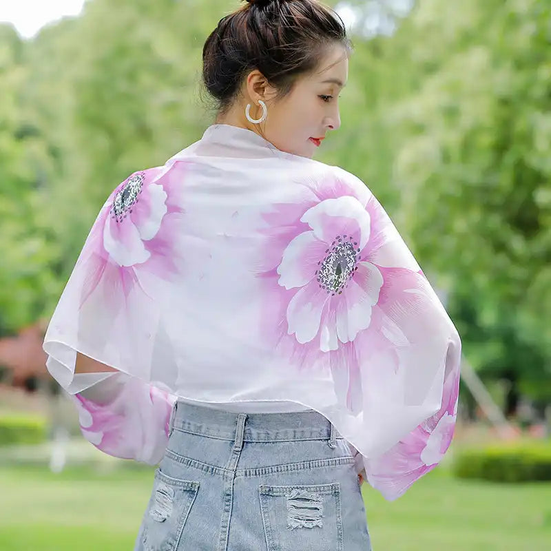 Women's Sun Protection Shawl - Ultralight & Breathable Chiffon Sleeve Cover