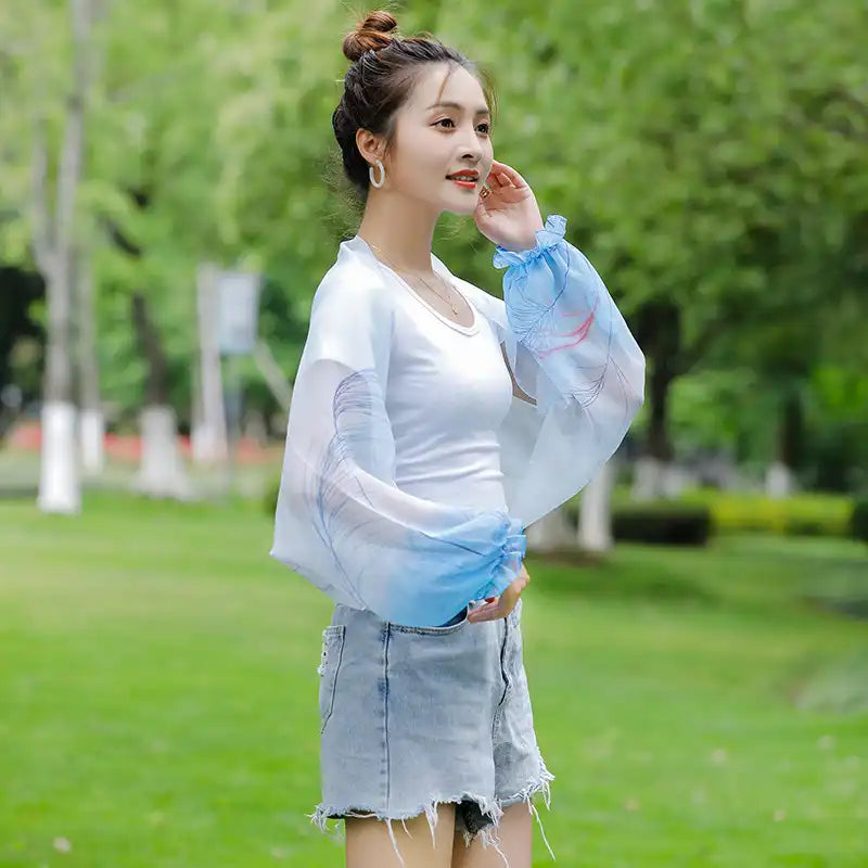 Women's Sun Protection Shawl - Ultralight & Breathable Chiffon Sleeve Cover