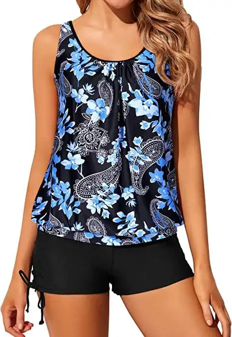 Women's Tummy Control Tankini Swimsuit - Comfort Fit Two-Piece