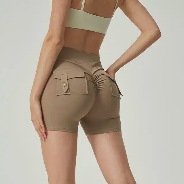 Women’s V-Back Running Shorts – Quick Dry, Butt Lifting Cargo Shorts