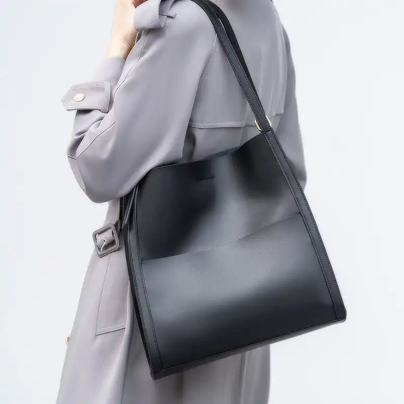 Women's Vintage Leather Tote Shoulder Bag Adjustable Strap Large Work Bag