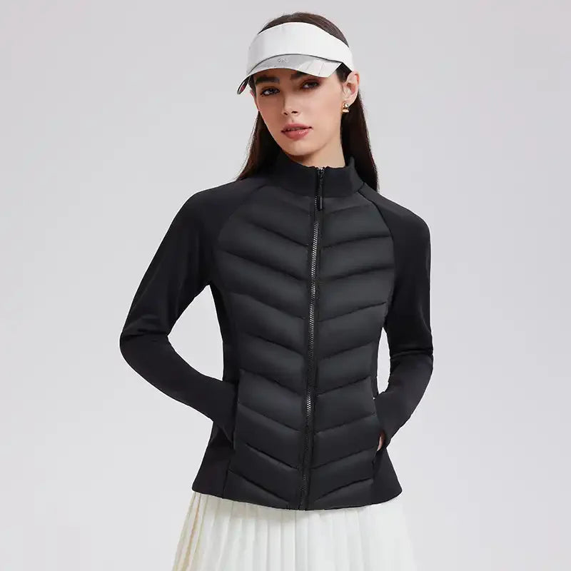 Women's Waterproof Down Jacket - 95% Goose Fill, Slim Fit for Outdoor Running & Gym