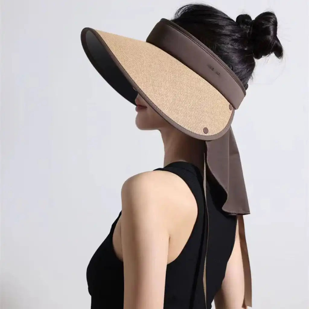 Women's Wide Brim Sun Protection Hat with Shawl