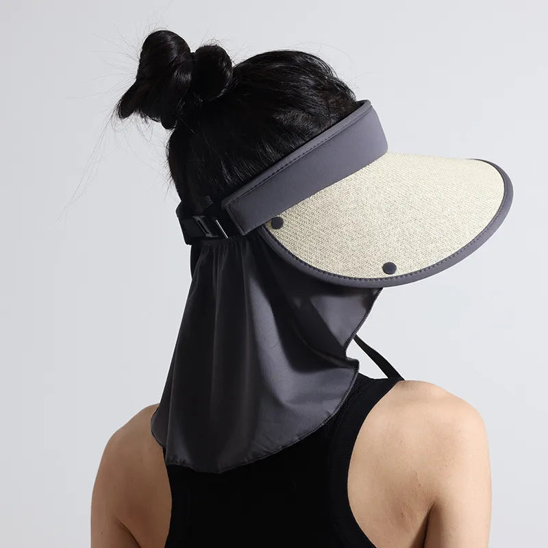 Women's Wide Brim Sun Protection Hat with Shawl