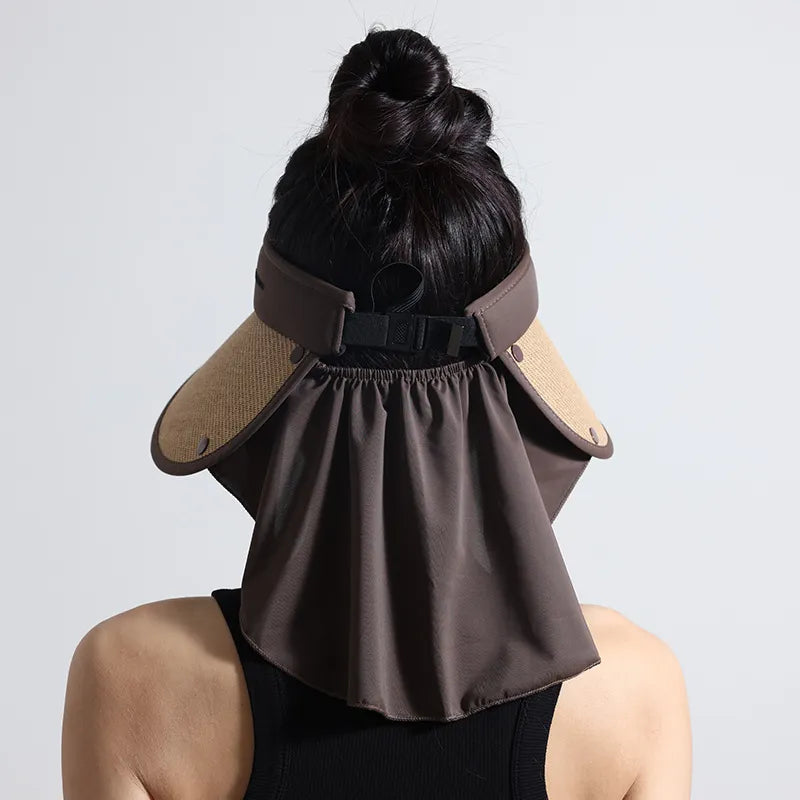 Women's Wide Brim Sun Protection Hat with Shawl