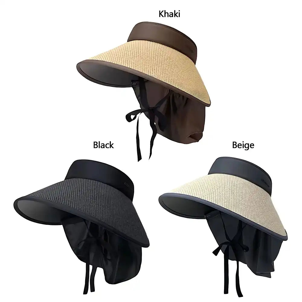 Women's Wide Brim Sun Protection Hat with Shawl