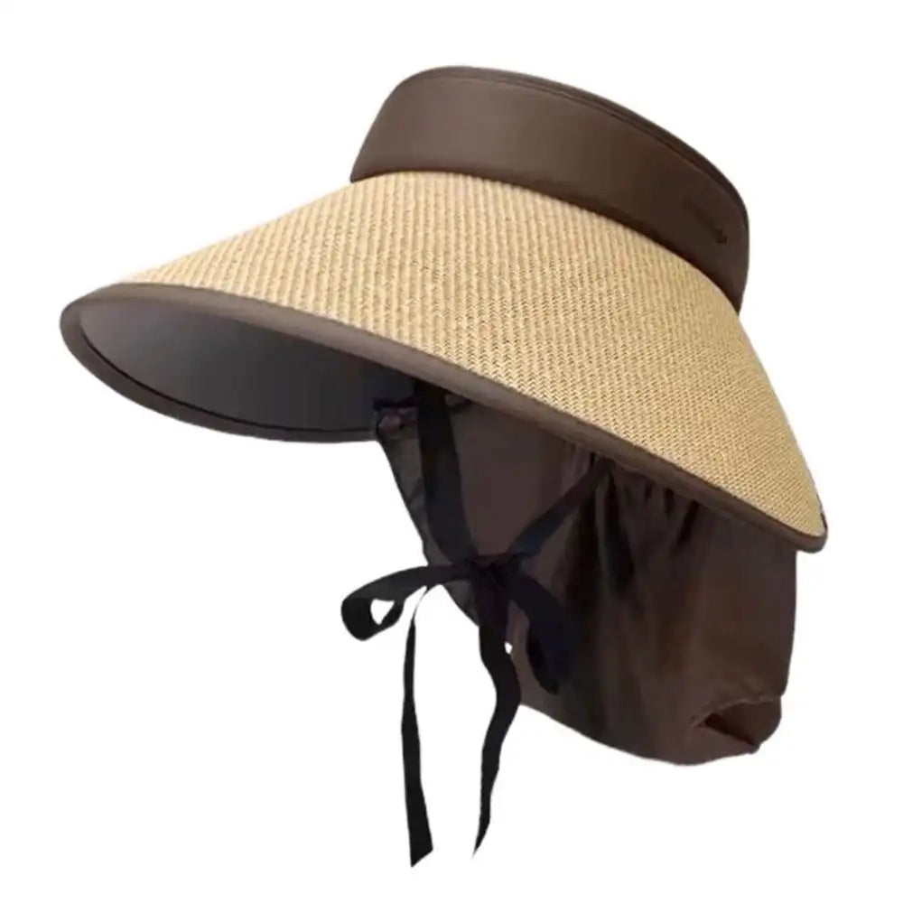 Women's Wide Brim Sun Protection Hat with Shawl