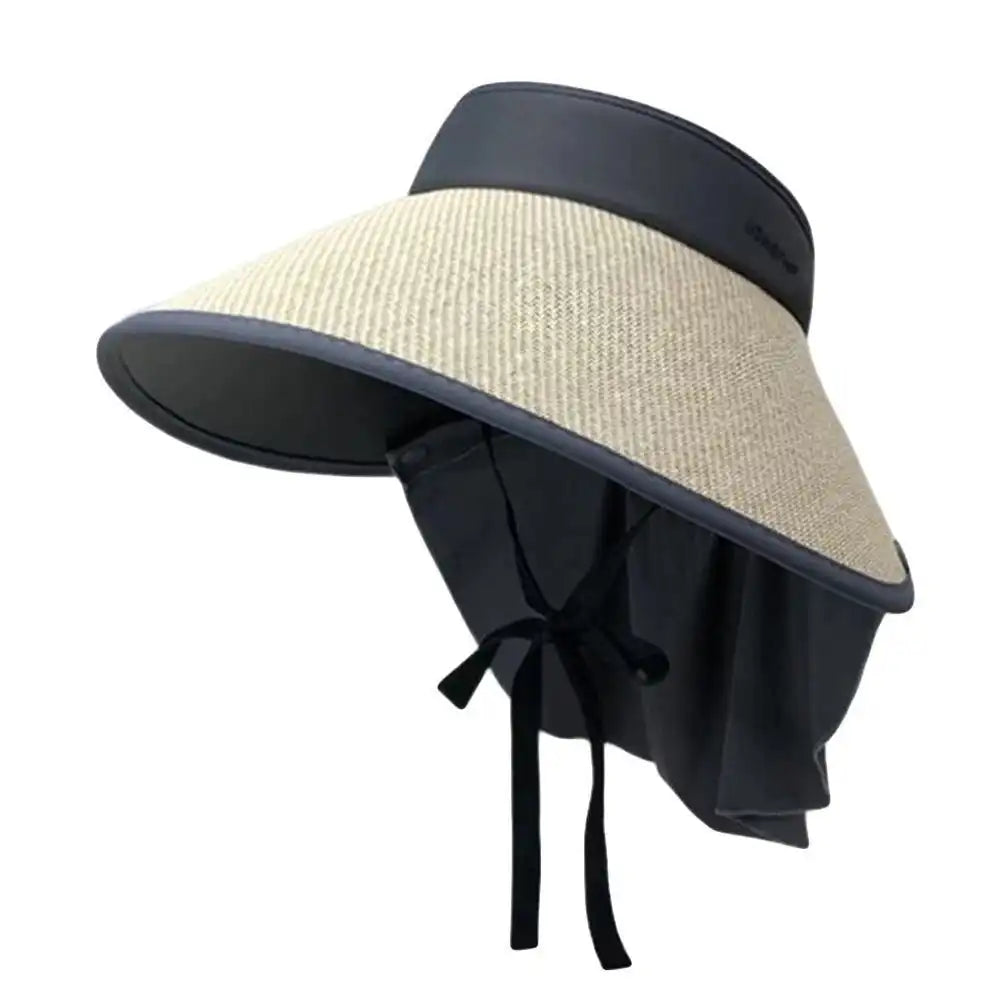 Women's Wide Brim Sun Protection Hat with Shawl