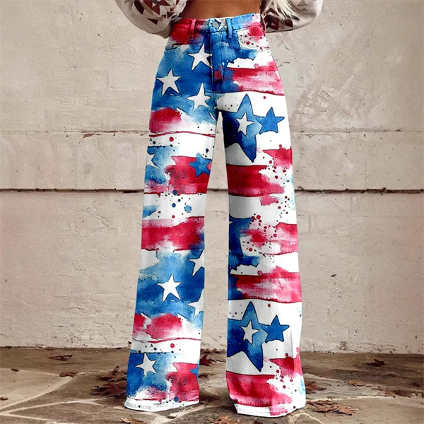 2025 Women's 3D Print USA Flag Flare Pants – Patriotic High Waist Bell Bottom Leggings