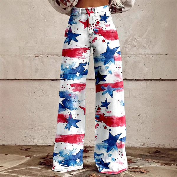 2025 Women's 3D Print USA Flag Flare Pants – Patriotic High Waist Bell Bottom Leggings