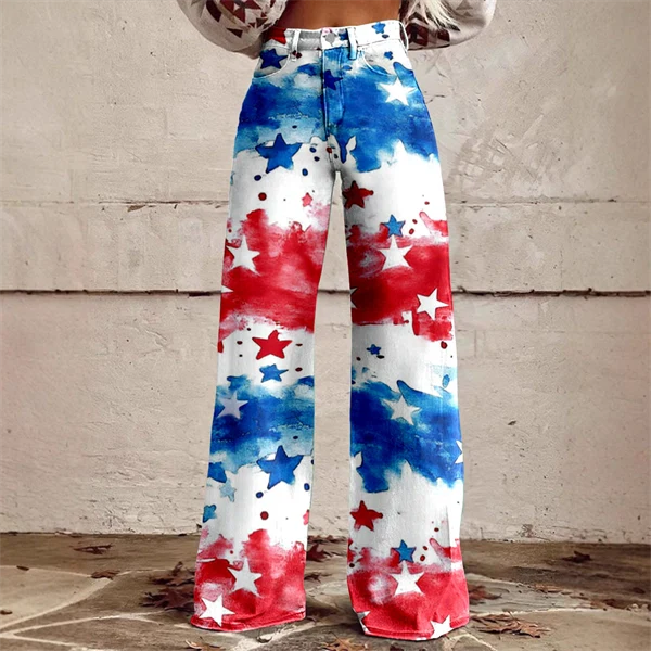 2025 Women's 3D Print USA Flag Flare Pants – Patriotic High Waist Bell Bottom Leggings