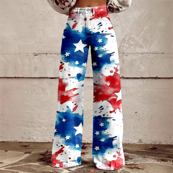 2025 Women's 3D Print USA Flag Flare Pants – Patriotic High Waist Bell Bottom Leggings