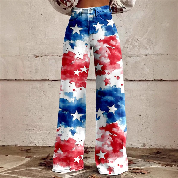 2025 Women's 3D Print USA Flag Flare Pants – Patriotic High Waist Bell Bottom Leggings