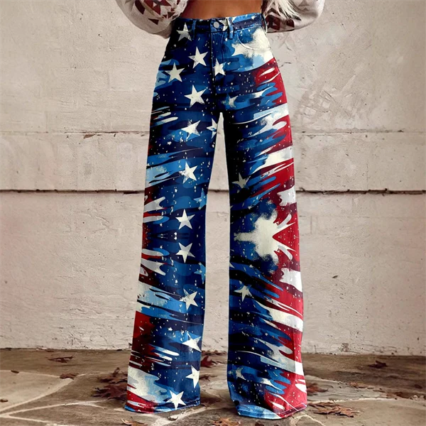 2025 Women's 3D Print USA Flag Flare Pants – Patriotic High Waist Bell Bottom Leggings