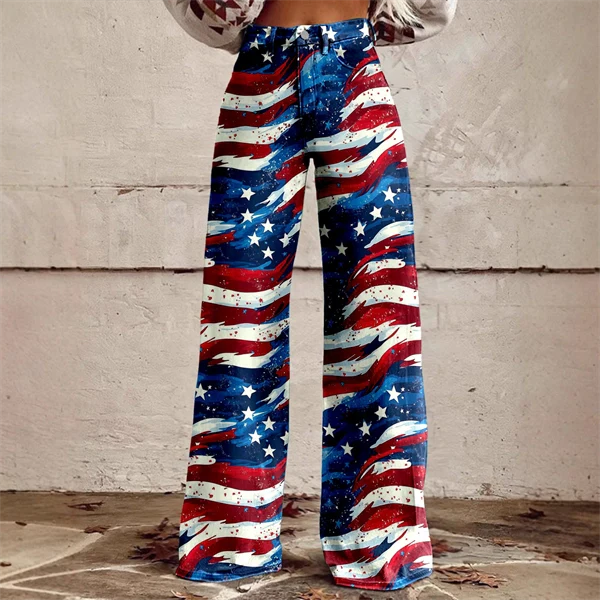 2025 Women's 3D Print USA Flag Flare Pants – Patriotic High Waist Bell Bottom Leggings