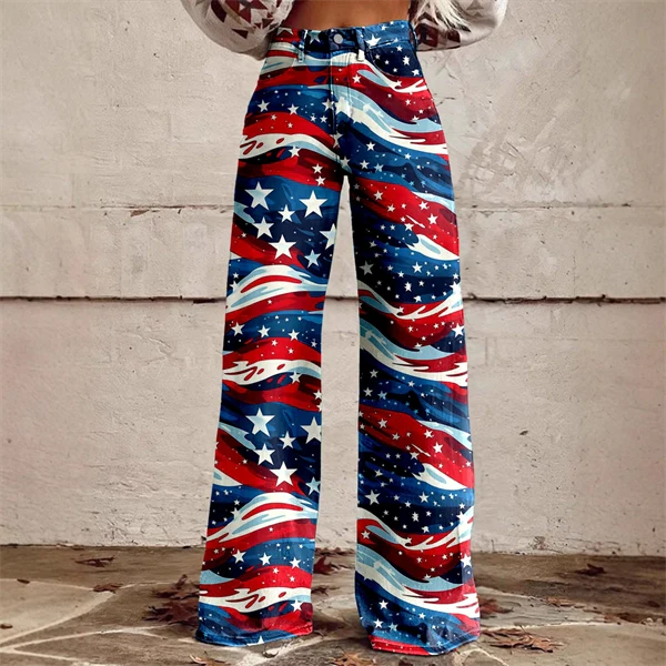 2025 Women's 3D Print USA Flag Flare Pants – Patriotic High Waist Bell Bottom Leggings