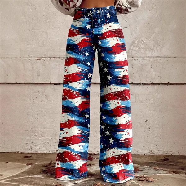 2025 Women's 3D Print USA Flag Flare Pants – Patriotic High Waist Bell Bottom Leggings