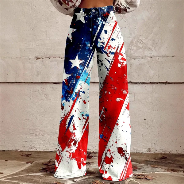 2025 Women's 4th of July Vintage Patriotic USA Independent Flag 3D Print USA Flag Flare Pants – Patriotic High Waist Bell Bottom Leggings