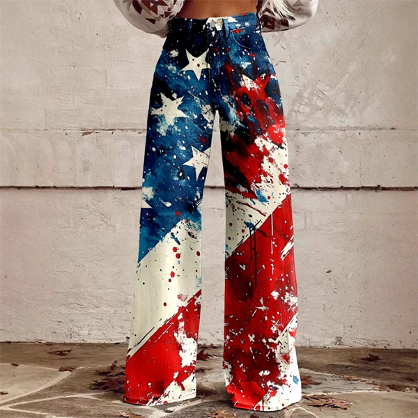 2025 Women's 4th of July Vintage Patriotic USA Independent Flag 3D Print USA Flag Flare Pants – Patriotic High Waist Bell Bottom Leggings
